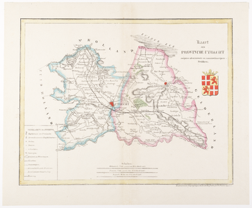 203131 Kaart van de provincie Utrecht. Met legenda en provinciewapen in kleur.